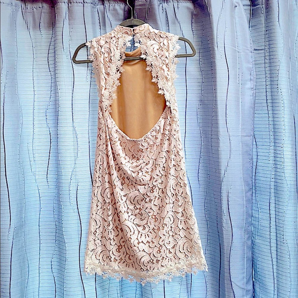 White Lace Mini Open Back Dress